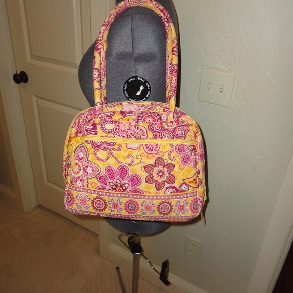 VERA BRADLEY Yellow & Red Quilted Large Cloth Tote Purse - Picture 3 of 8
